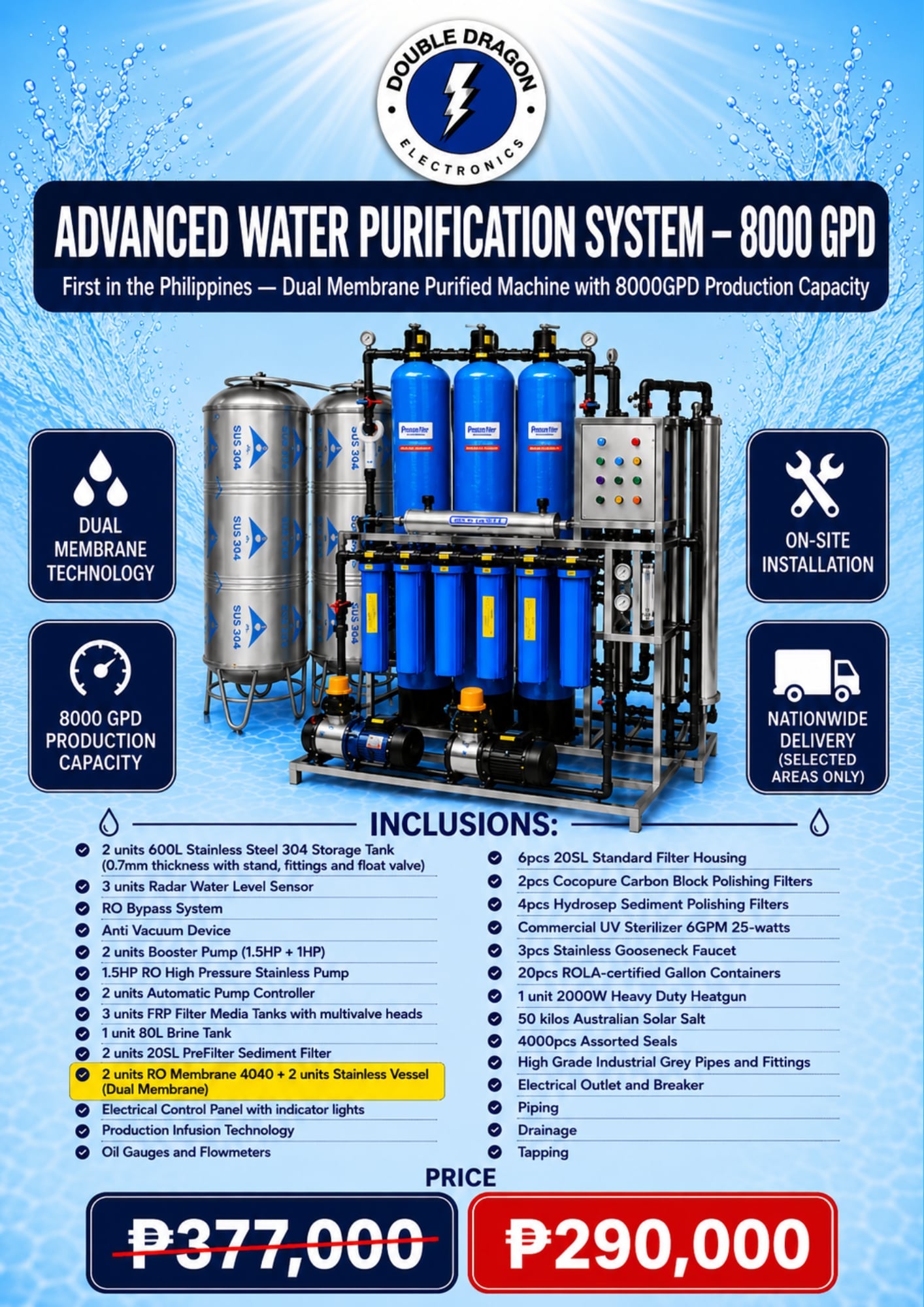 Advanced Water Purification System - 8000GPD