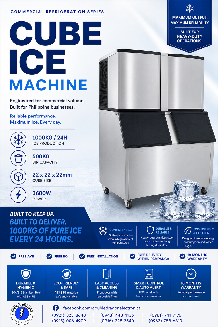 Commercial Cube Ice Machine 1000